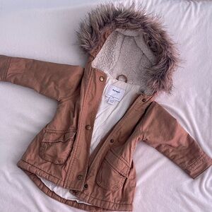 Old Navy Brown Fur-Lined Puffer Jacket